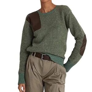 Lauren Ralph Lauren Wool-Blend Sweater Small Fisherman core Equestrian